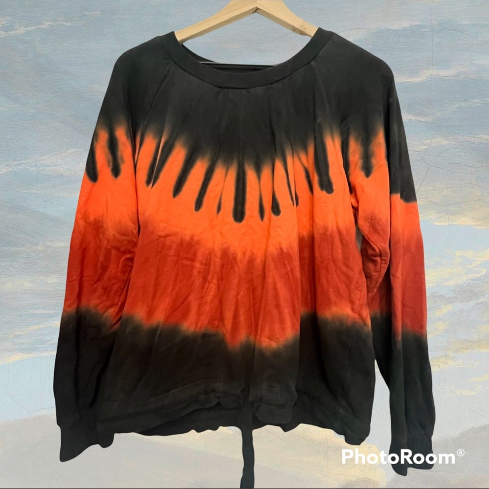 Young Fabulous & Broke YFB tie die dolman sleeve crew neck draw string waist